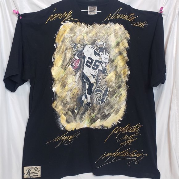 Vintage Kama 4X New Orleans Saints Hand Painted Shirt Size 3X 4X Some Cracking - Picture 1 of 12
